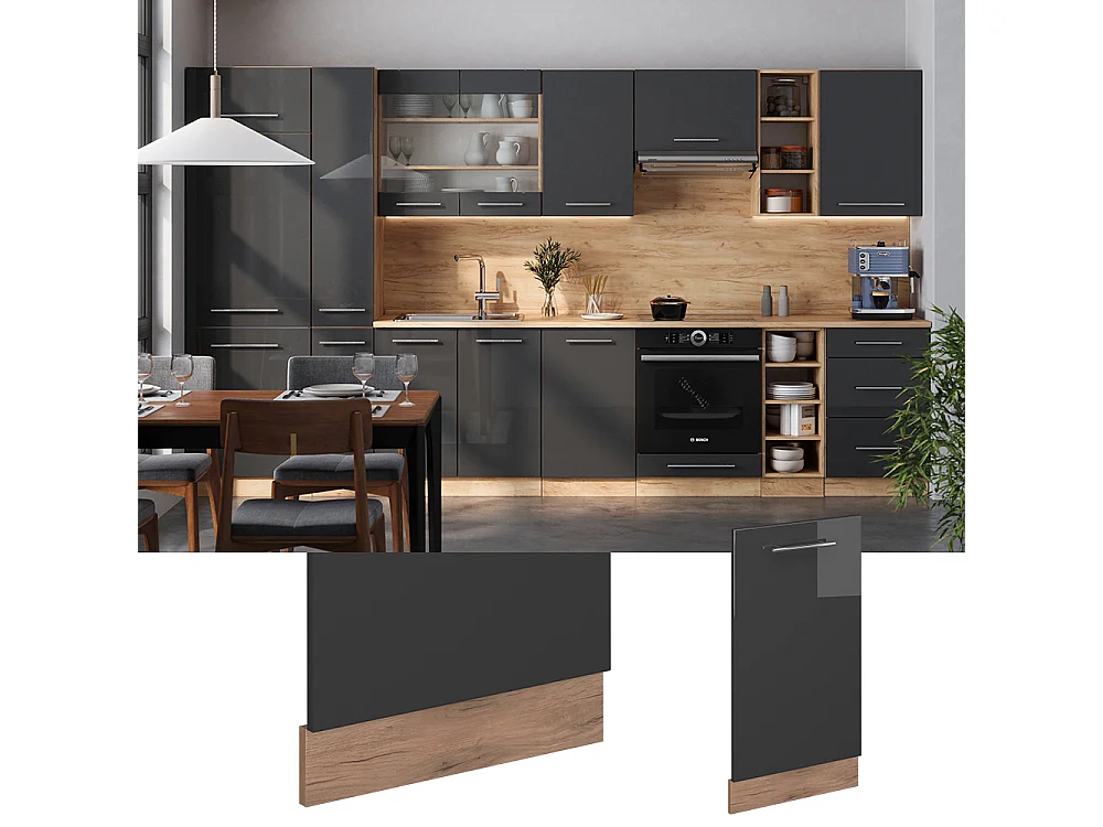 Pannello frontale della lavastoviglie antracite lucido 45x1.6x81.8 fame-line