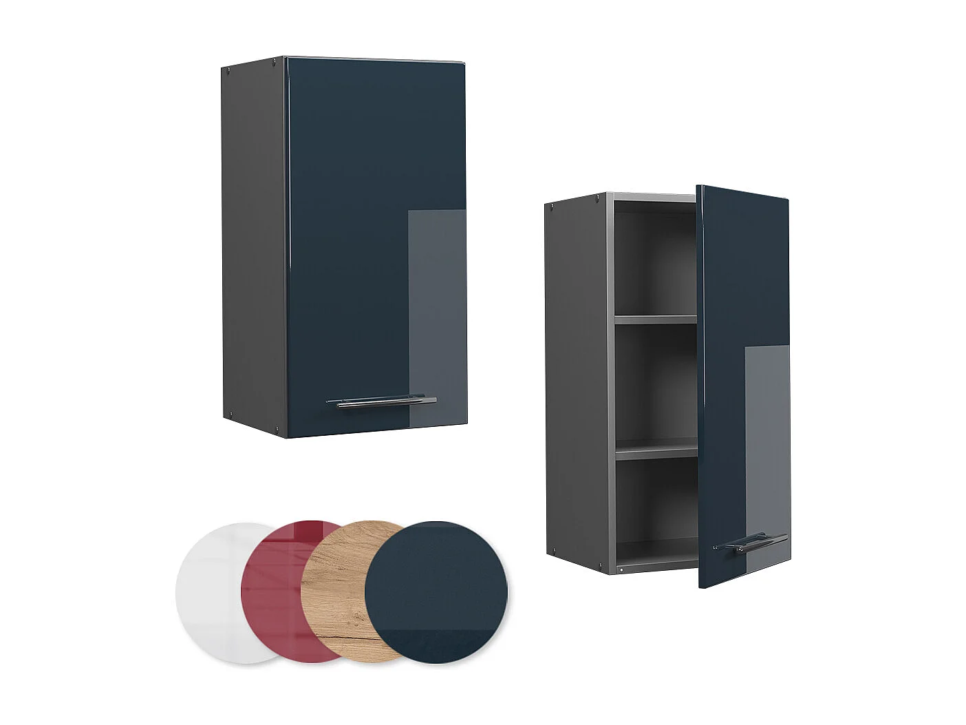 Armario colgante azul oscuro alto brillo 40x34.1x72 fame-line