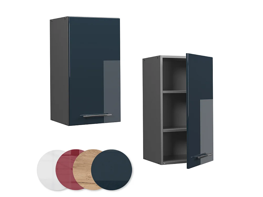 Wall cabinet dark blue high gloss 40x34.1x72 fame-line