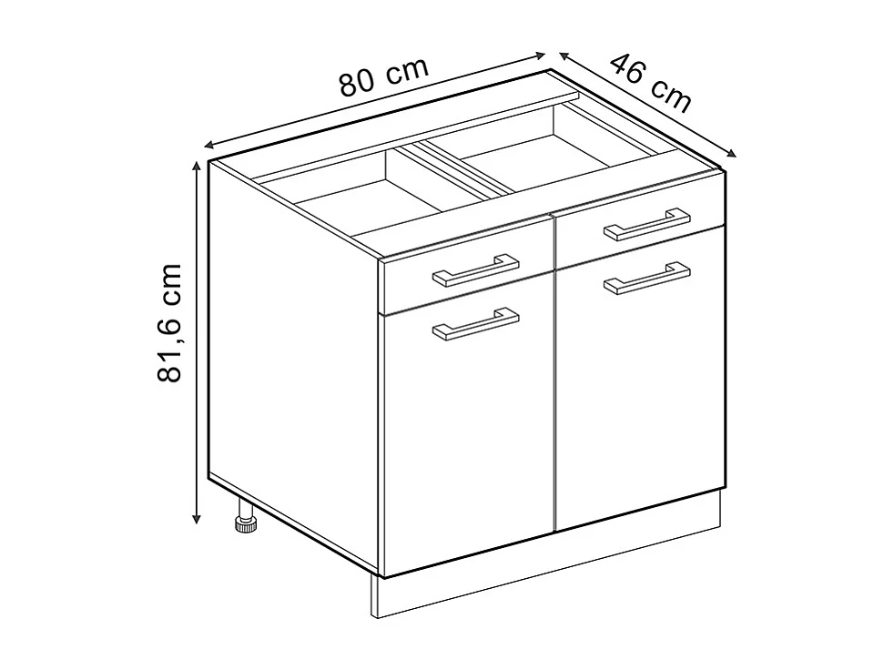 Mueble bajo de cocina hormigón negro 80x60x81.6 r-line