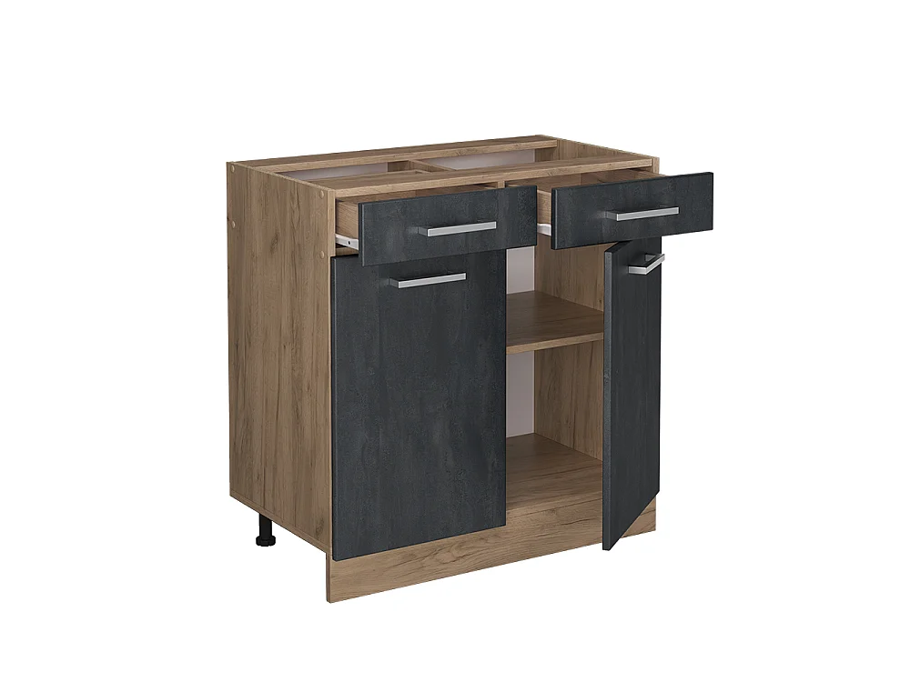 Mobiletto base per cucina Calce nera 80x60x81.6 r-line