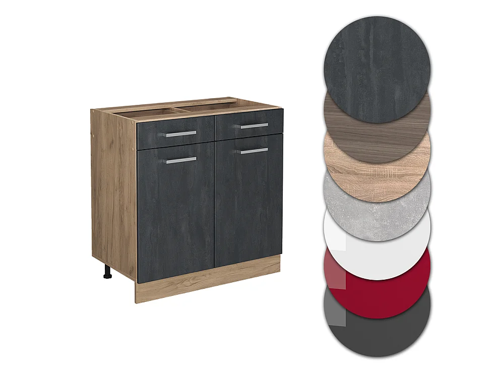 Mobiletto base per cucina Calce nera 80x60x81.6 r-line
