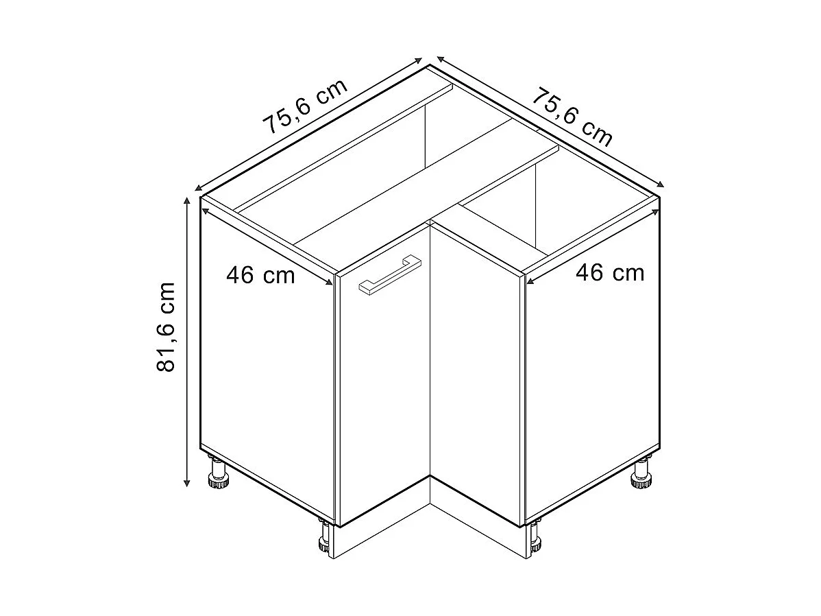 Mobile ad angolo cucina sonoma 75.6x60x81.6 r-line