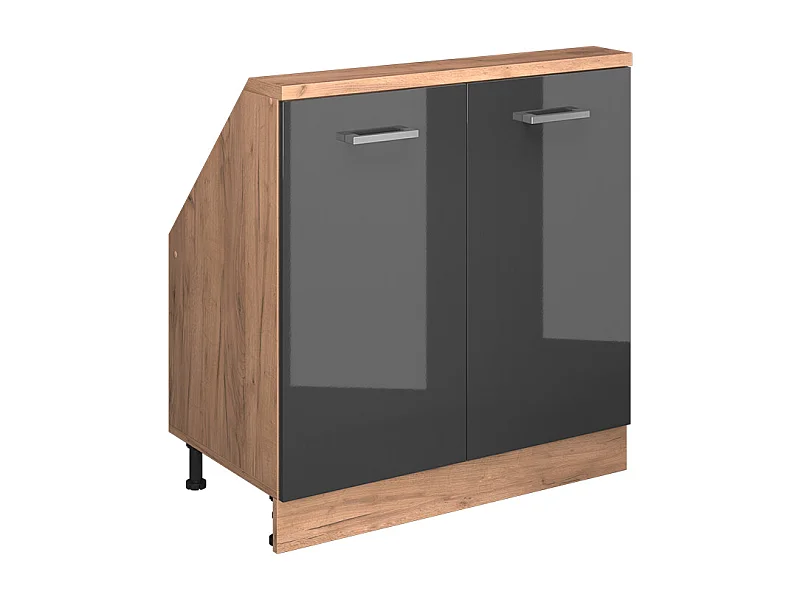 Küchenschrank für Dachschrägen anthrazit hochglanz 80x46x81.6 r-line