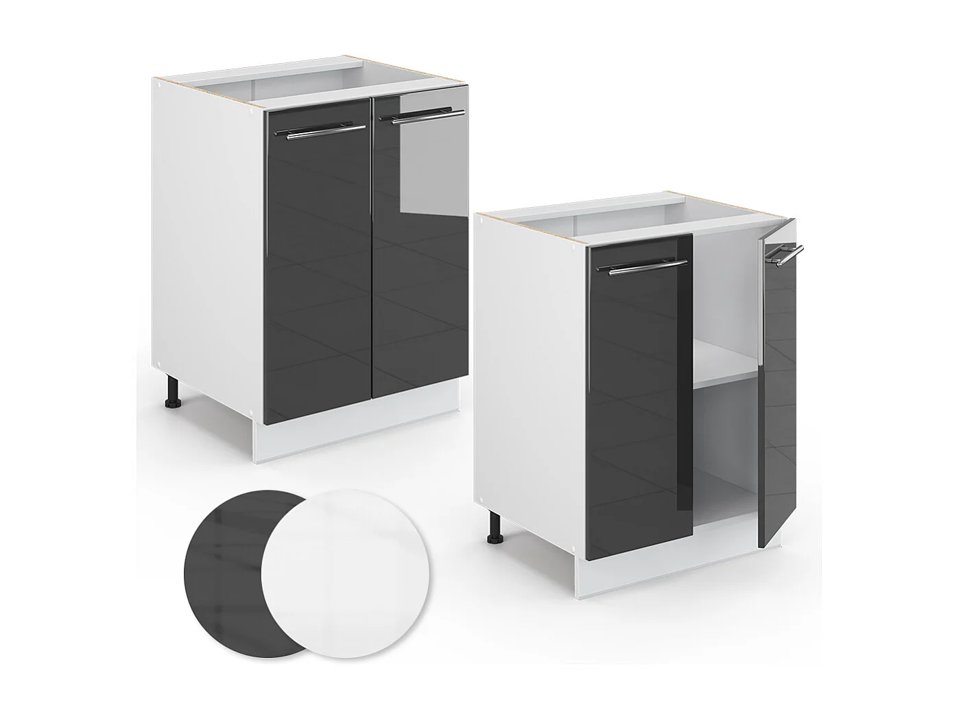 Mobiletto base cucina antracite lucido 60x60x82 fame-line