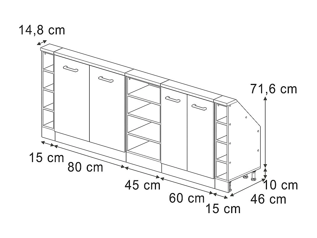 Armario de cocina para techo inclinado sonoma 215x46x81.6 r-line