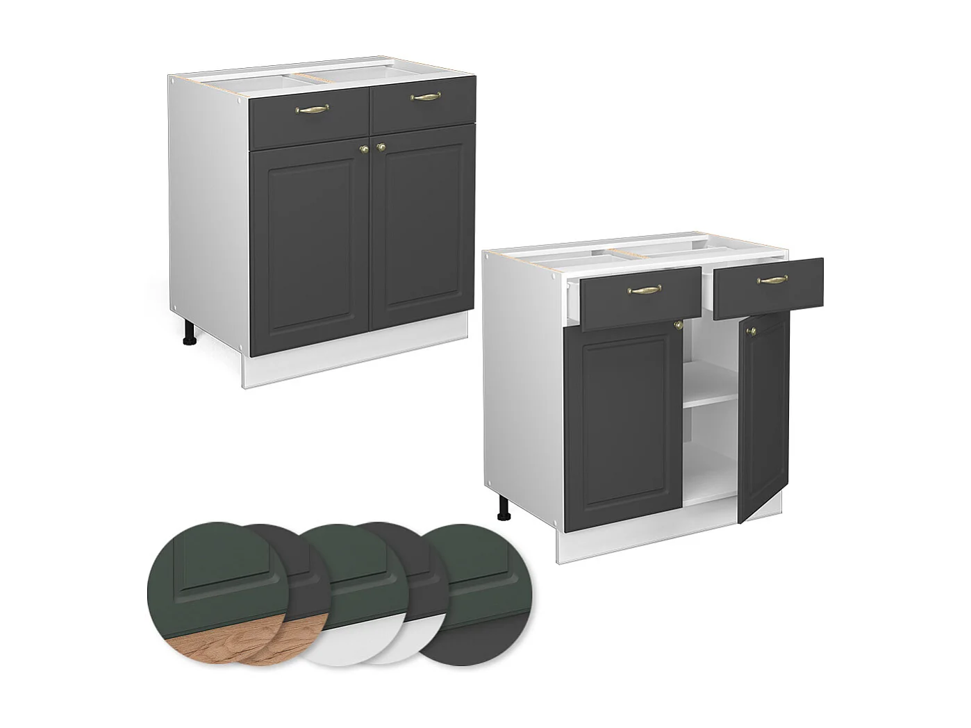 Meuble cuisine anthracite-or 80x51.6x82 fame-line