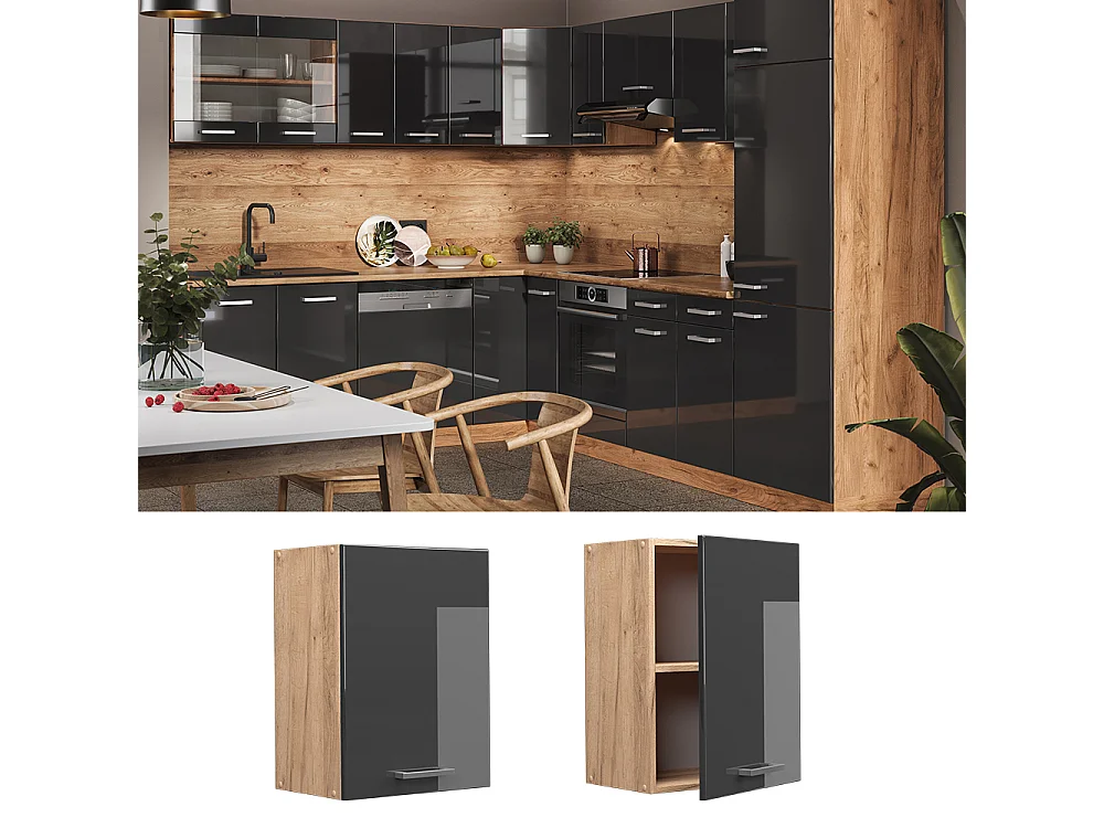 Elément haut de cuisine anthracite haute brillance 45x31x60 r-line