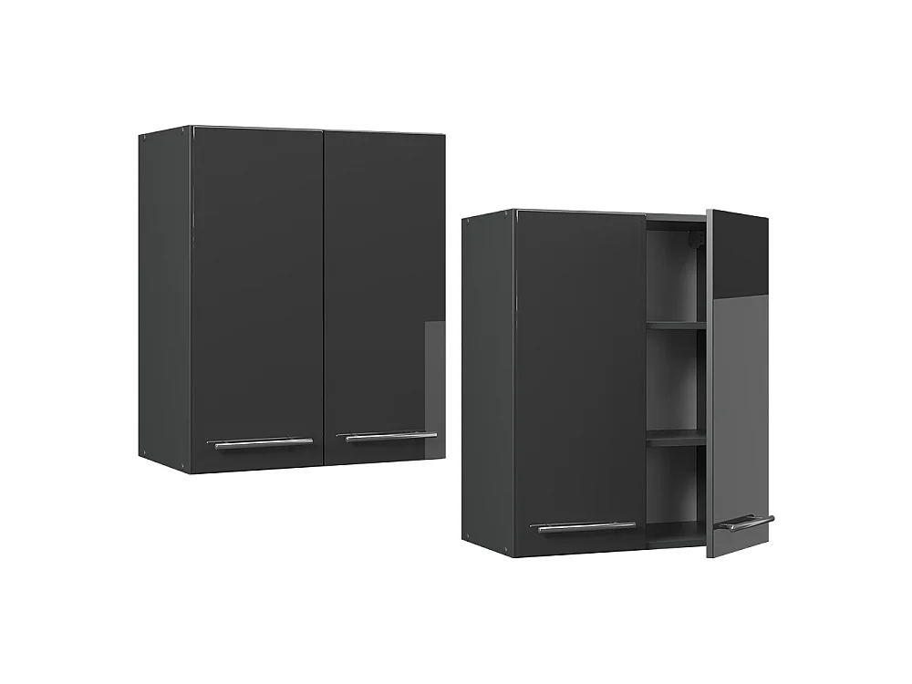 Elément haut de cuisine anthracite haute brillance 60x34.1x72 fame-line