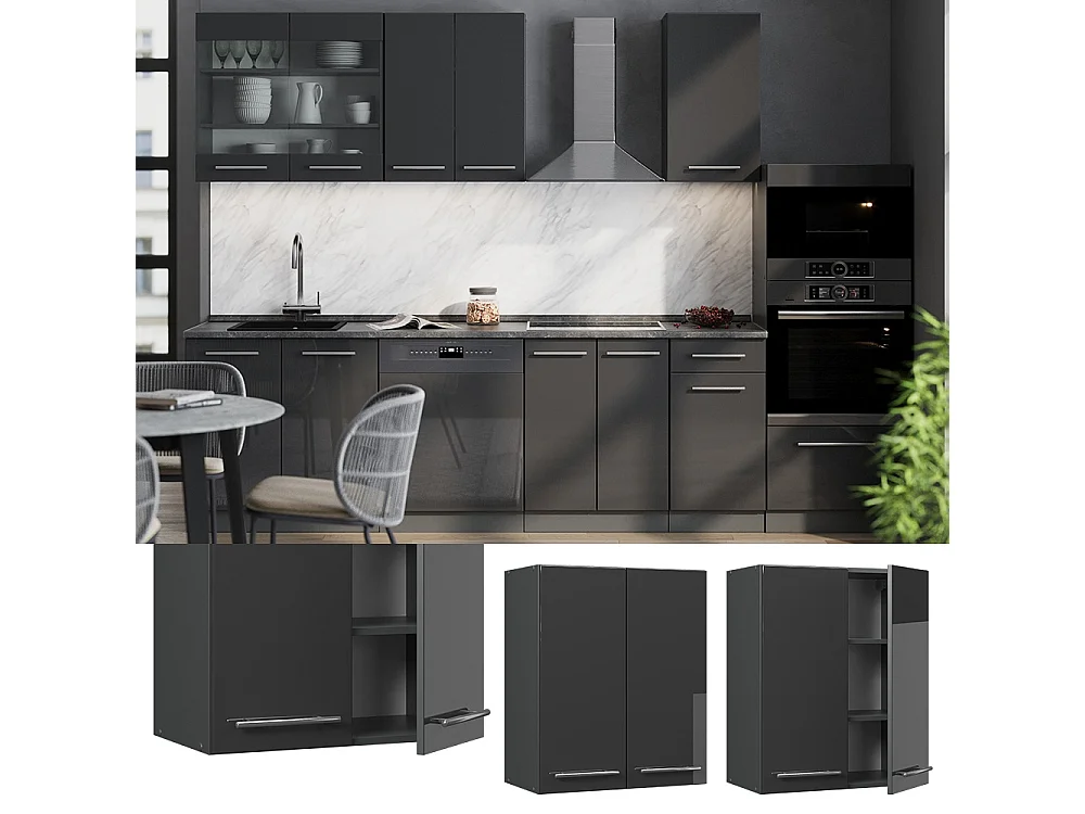 Wall cabinet anthracite high gloss 60x34.1x72 fame-line