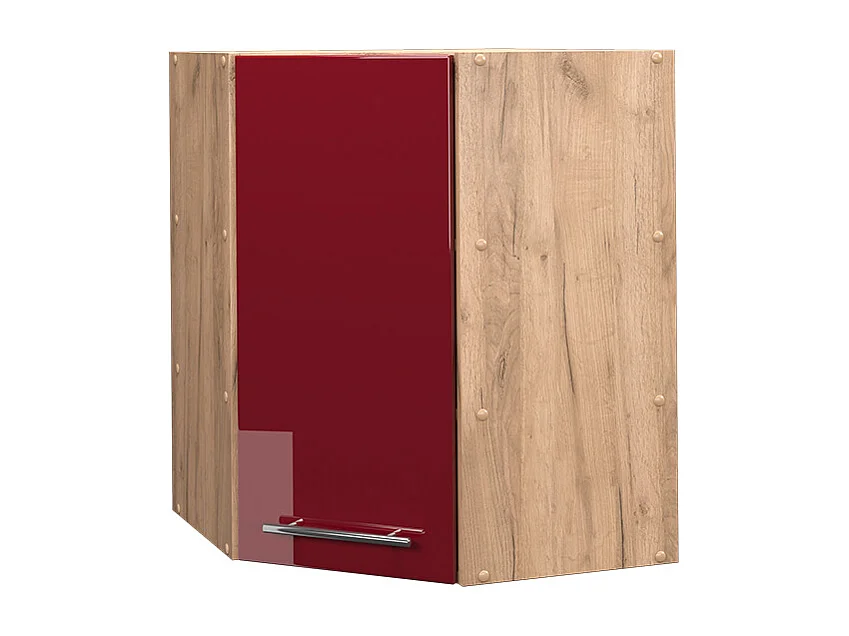 Szafka wisząca narożna bordowa czerwień wysoki połysk 57x34.1x72 fame-line
