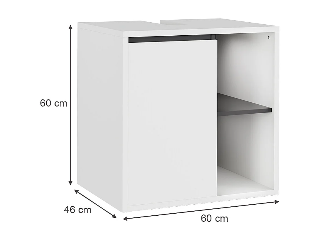 Mobiletto per lavabo bianco/grigio 60x46x60 viola