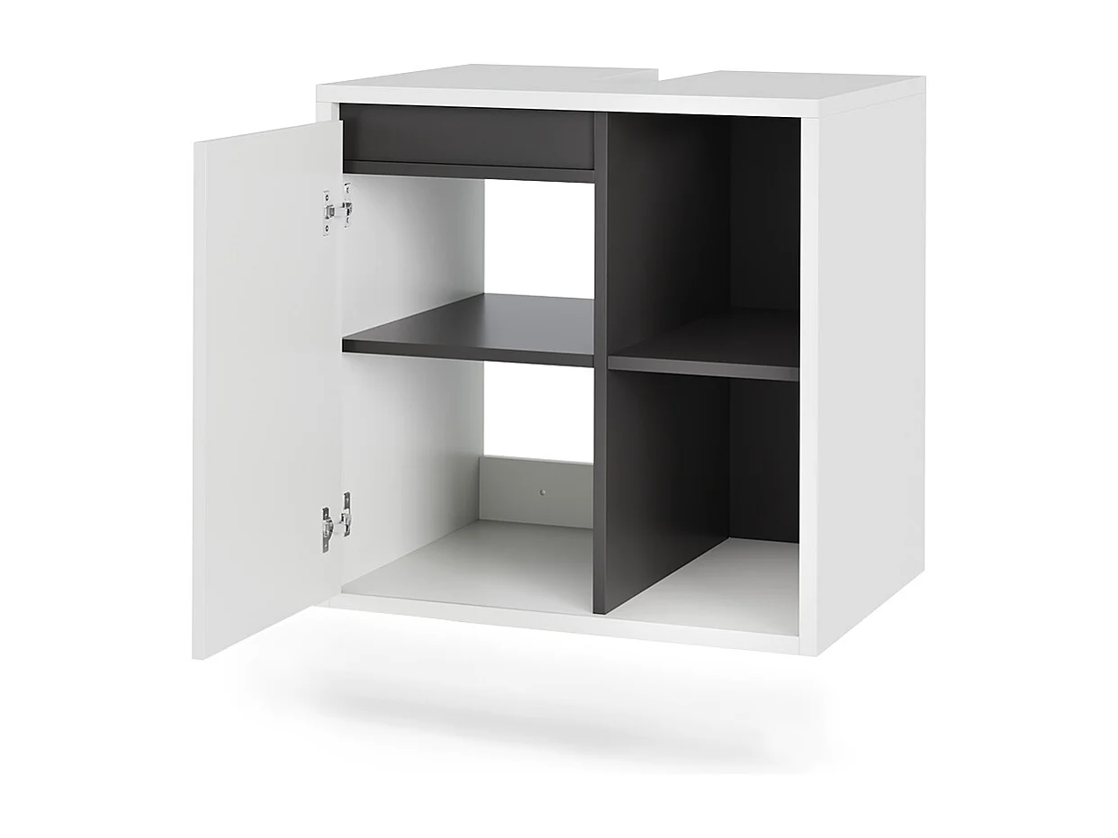 Mobiletto per lavabo bianco/grigio 60x46x60 viola