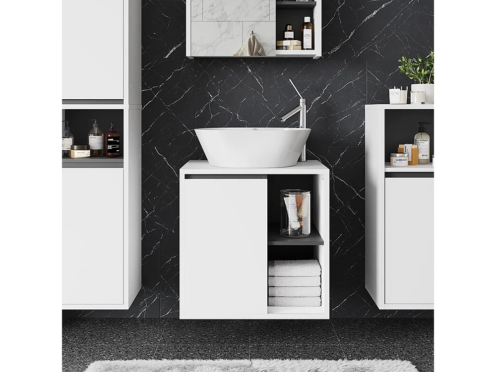 Meuble sous lavabo blanc/gris 60x46x60 viola