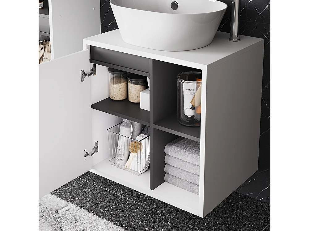 Meuble sous lavabo blanc/gris 60x46x60 viola