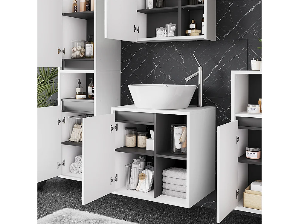 Meuble sous lavabo blanc/gris 60x46x60 viola