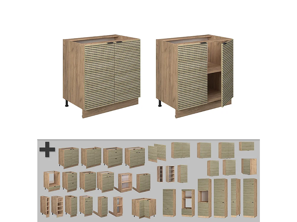 Küchenunterschrank eiche paneel 80x60x82 fame-line