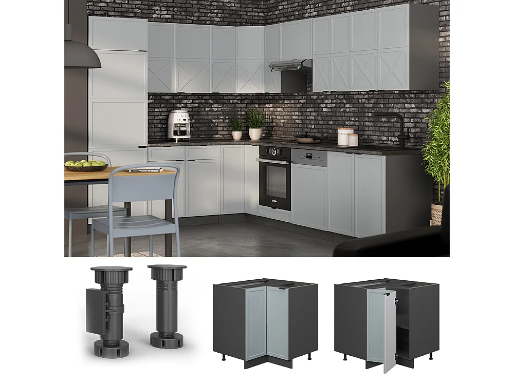 Eckunterschrank hellblau-grau 80.5x51.6x82 fame-line