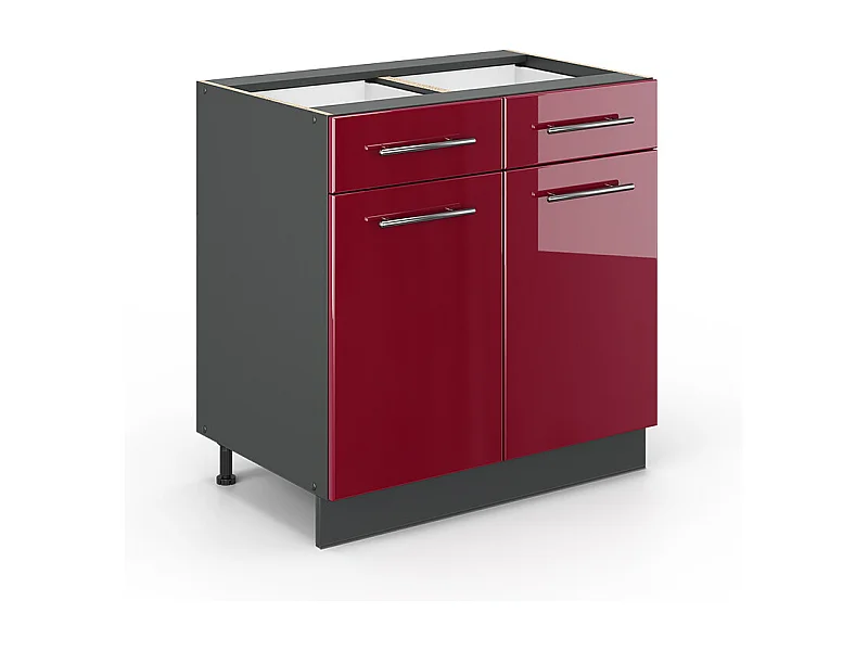Meuble cuisine rouge bordeaux haute brillance 80x51.6x82 fame-line