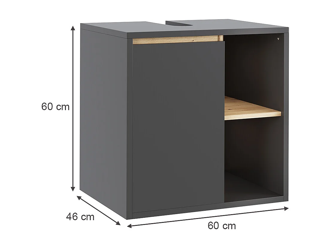 Mobiletto per lavabo grigio/artisan 60x46x60 viola
