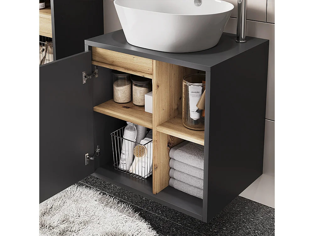 Mobiletto per lavabo grigio/artisan 60x46x60 viola
