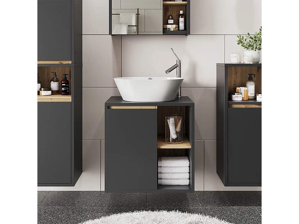 Meuble sous lavabo gris/artisan 60x46x60 viola