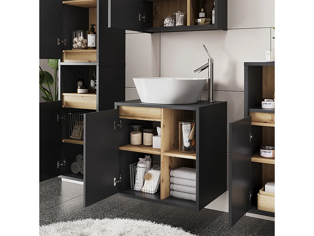 Meuble sous lavabo gris/artisan 60x46x60 viola