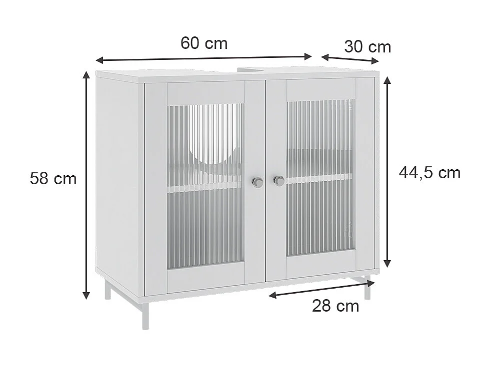 Meuble sous lavabo blanc 60x30x58 malte