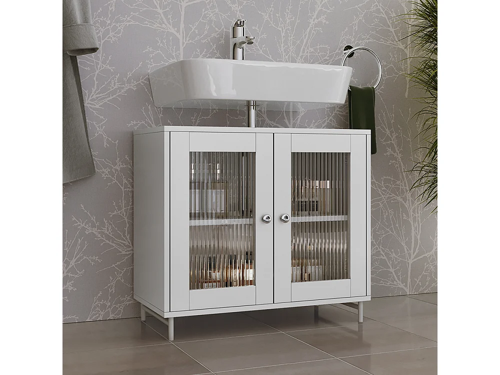 Meuble sous lavabo blanc 60x30x58 malte
