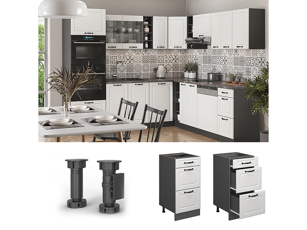 Mueble bajo de cocina blanco casa de campo 40x60x81.6 r-line