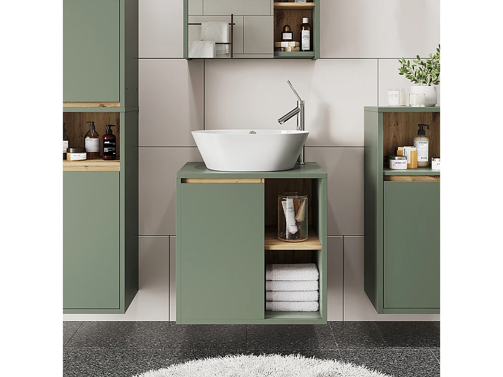 Meuble sous lavabo vert/artisan 60x46x60 viola