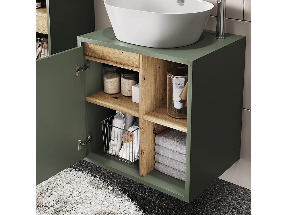 Meuble sous lavabo vert/artisan 60x46x60 viola