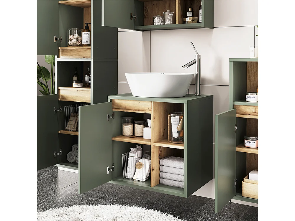 Meuble sous lavabo vert/artisan 60x46x60 viola