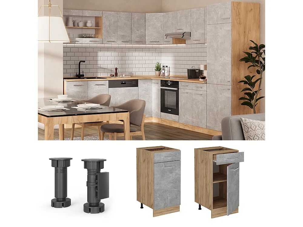 Mobiletto base per cucina calcestruzzo 40x60x81.6 r-line