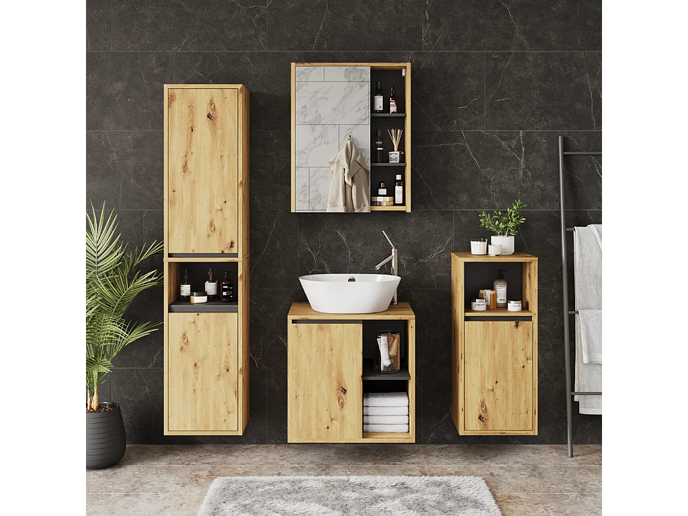 Mobiletto per lavabo artigiano/grigio 60x46x60 viola