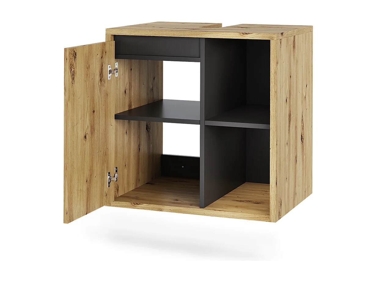 Mobiletto per lavabo artigiano/grigio 60x46x60 viola