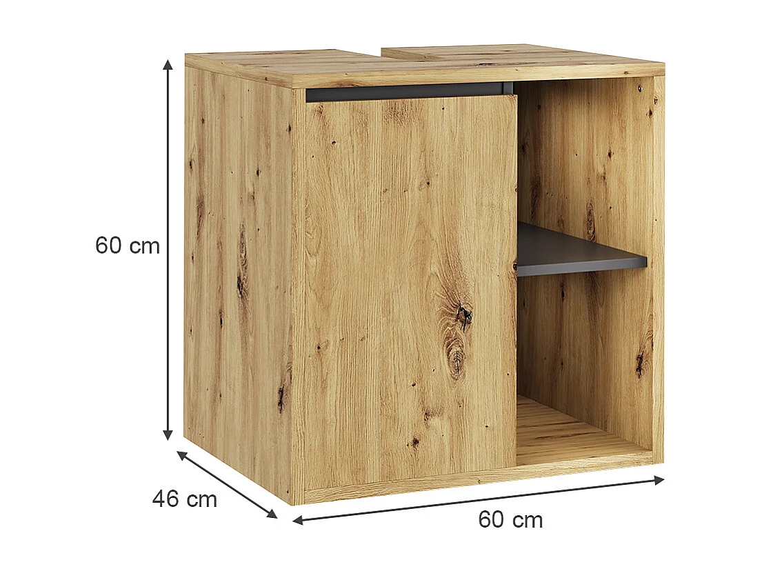 Meuble sous lavabo artisan/gris 60x46x60 viola