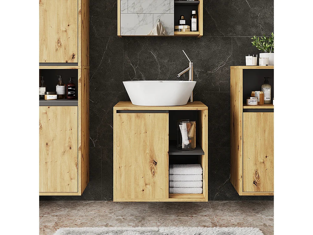 Meuble sous lavabo artisan/gris 60x46x60 viola