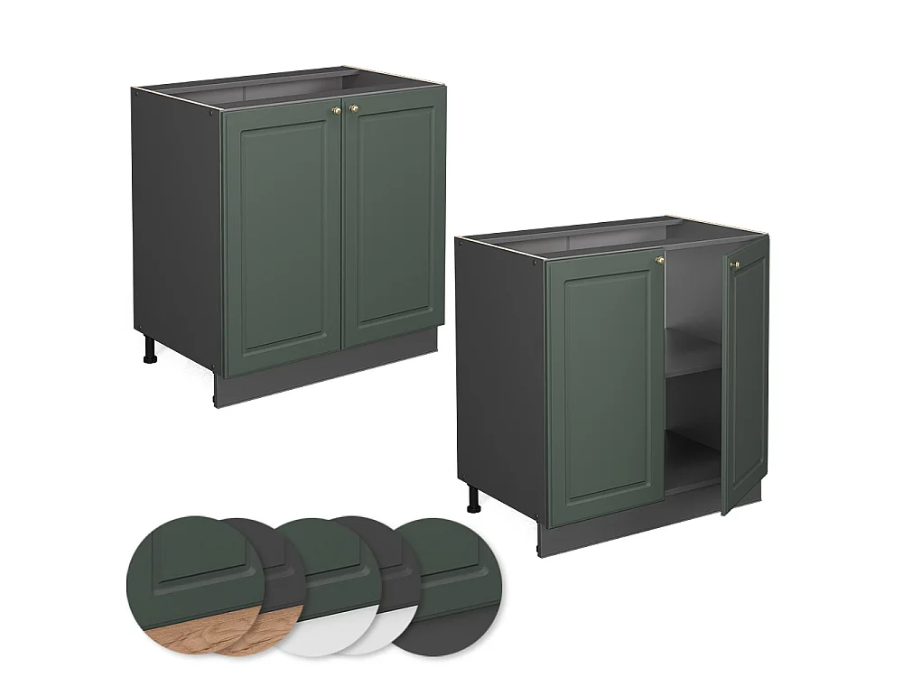 Kitchen base cabinet green-gold country house 80x51.6x82 fame-line