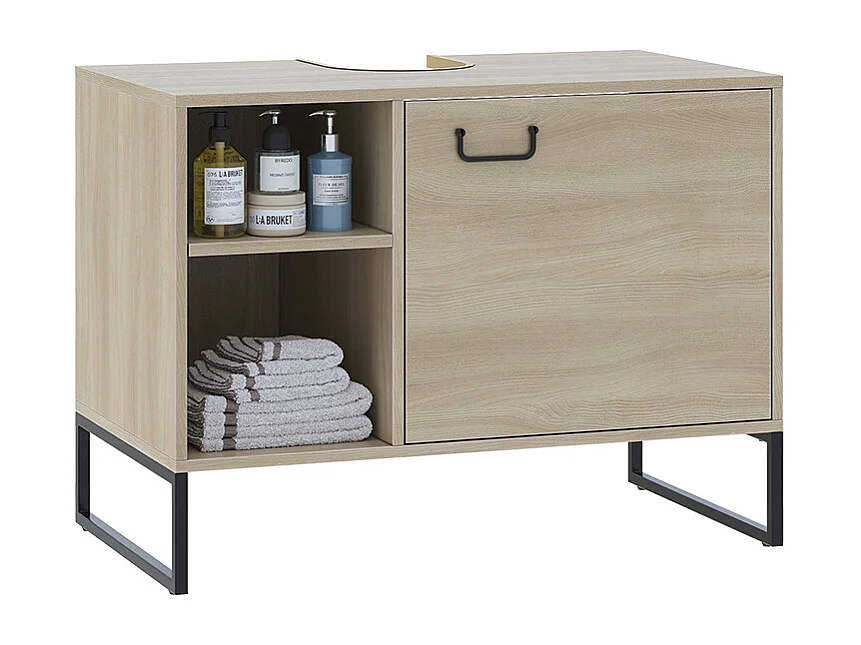 Meuble sous lavabo chêne/noir 80x45.5x60 vionna