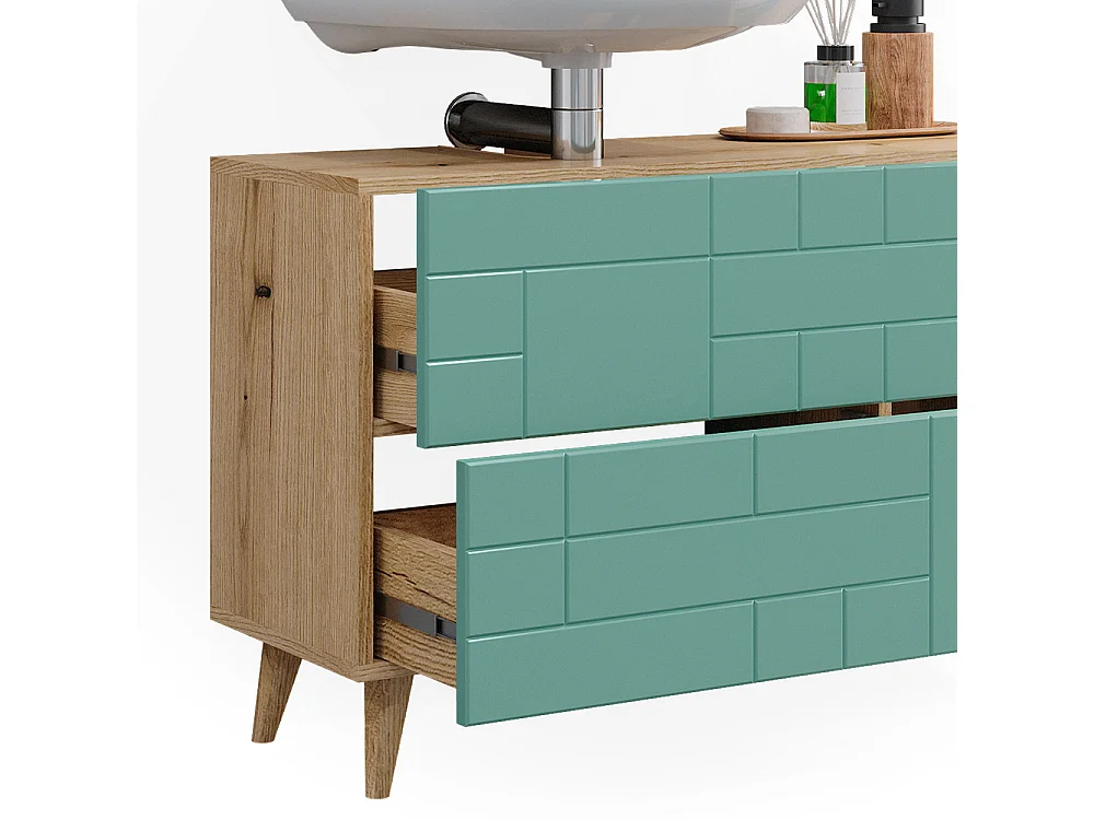 Meuble sous vasque simple vert menthe 90x32.6x59 rudi