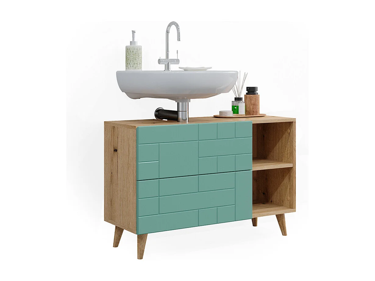Meuble sous vasque simple vert menthe 90x32.6x59 rudi