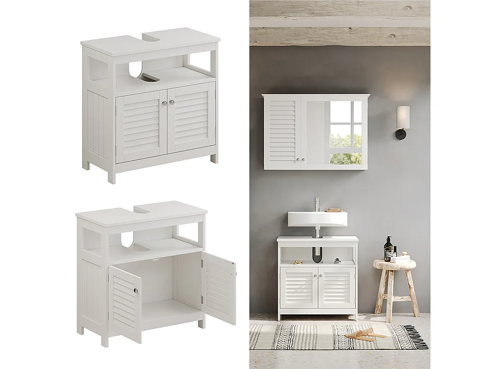 Meuble vasque simple blanc 60x30x60 riad