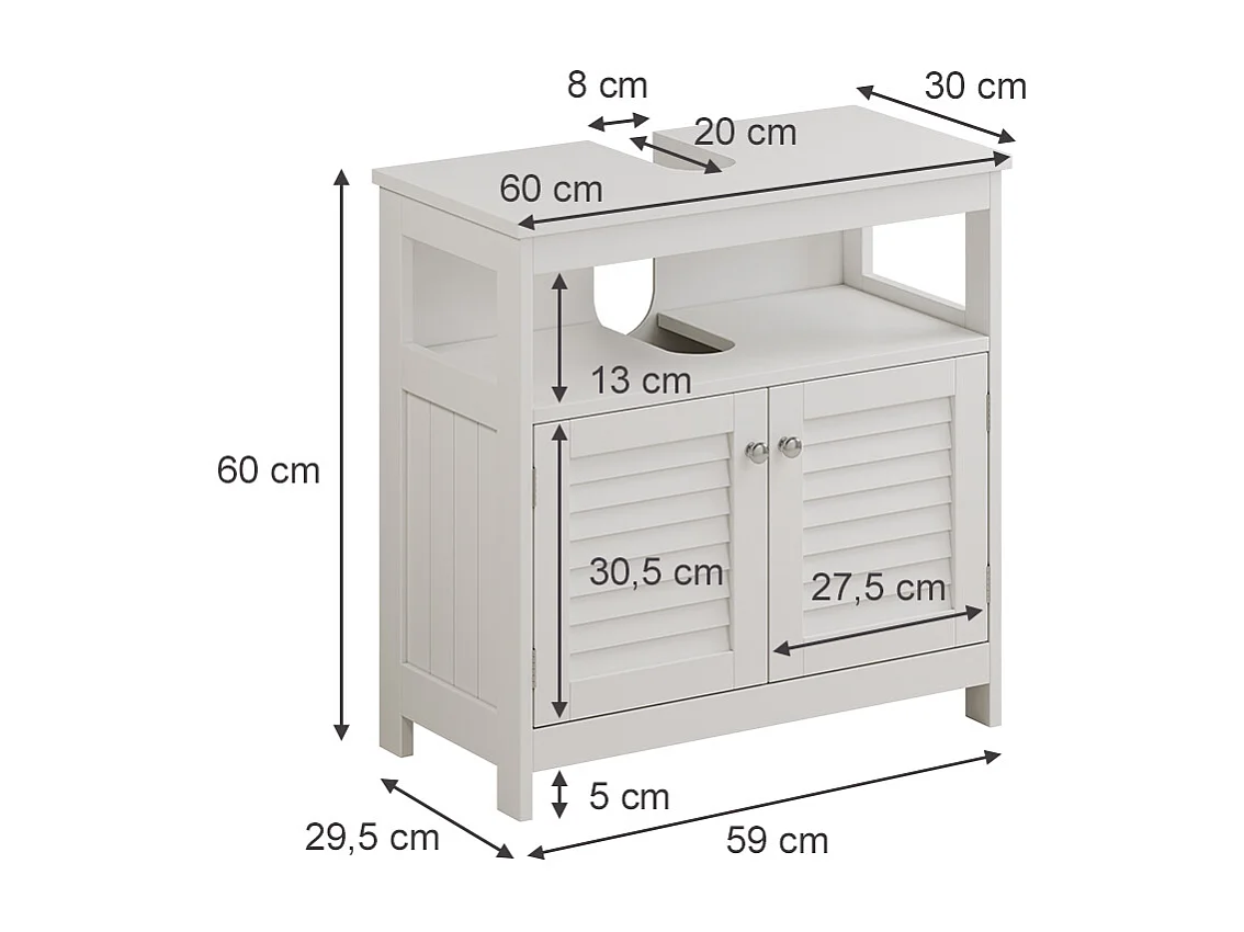 Meuble vasque simple blanc 60x30x60 riad