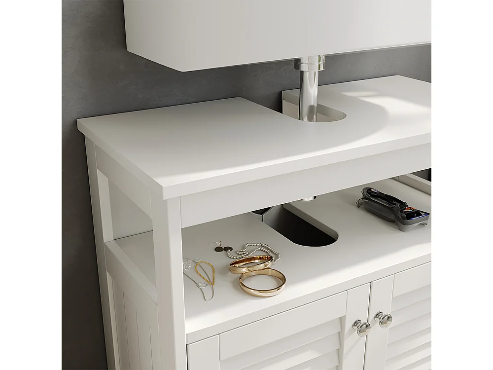 Meuble vasque simple blanc 60x30x60 riad