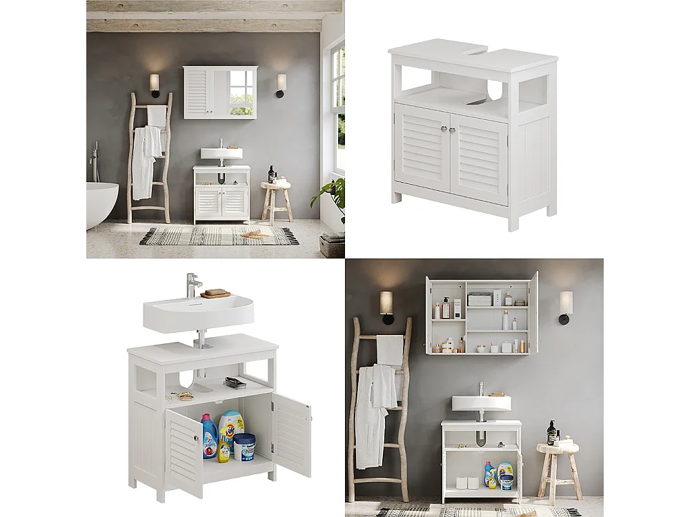 Meuble vasque simple blanc 60x30x60 riad