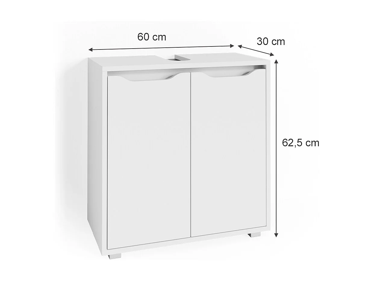 Waschbeckenunterschrank weiß 60x30x62.5 ruben