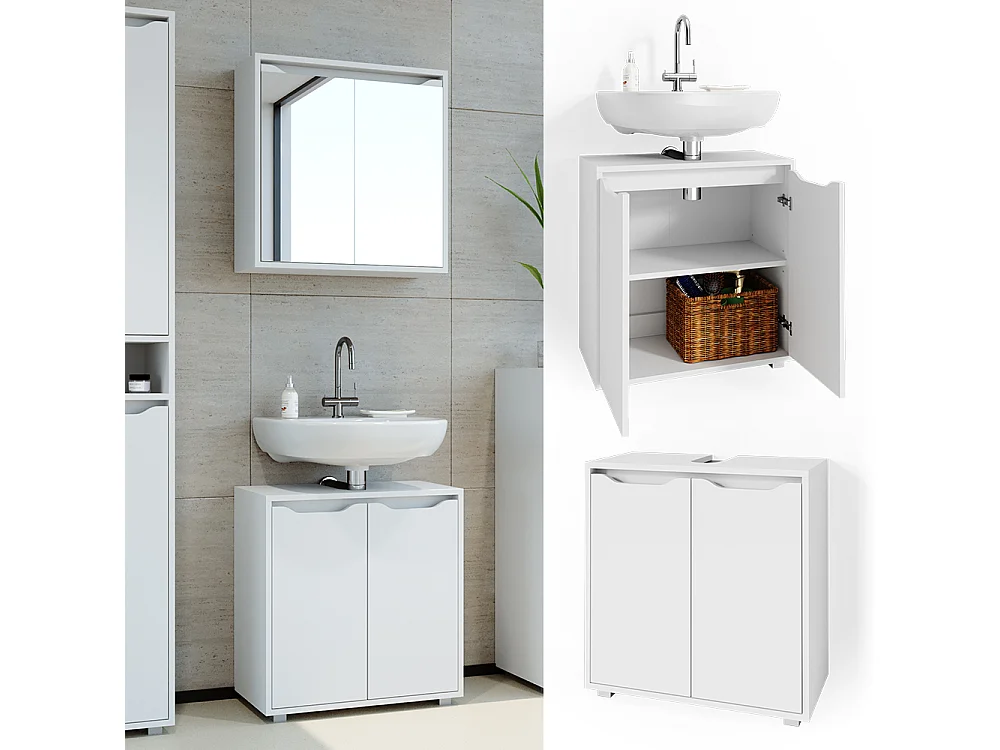 Meuble sous vasque simple blanc 60x30x62.5 ruben