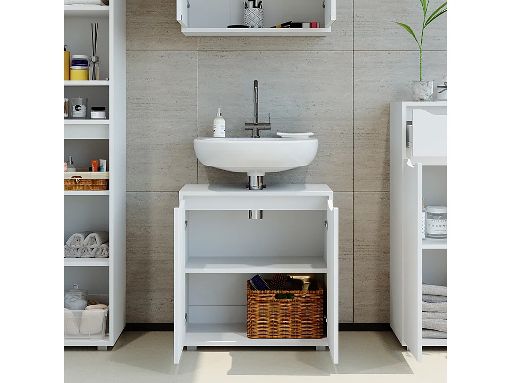 Meuble sous vasque simple blanc 60x30x62.5 ruben