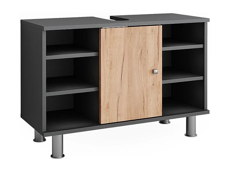 Meuble sous lavabo anthracite/chêne doré 80x32x54 fynn